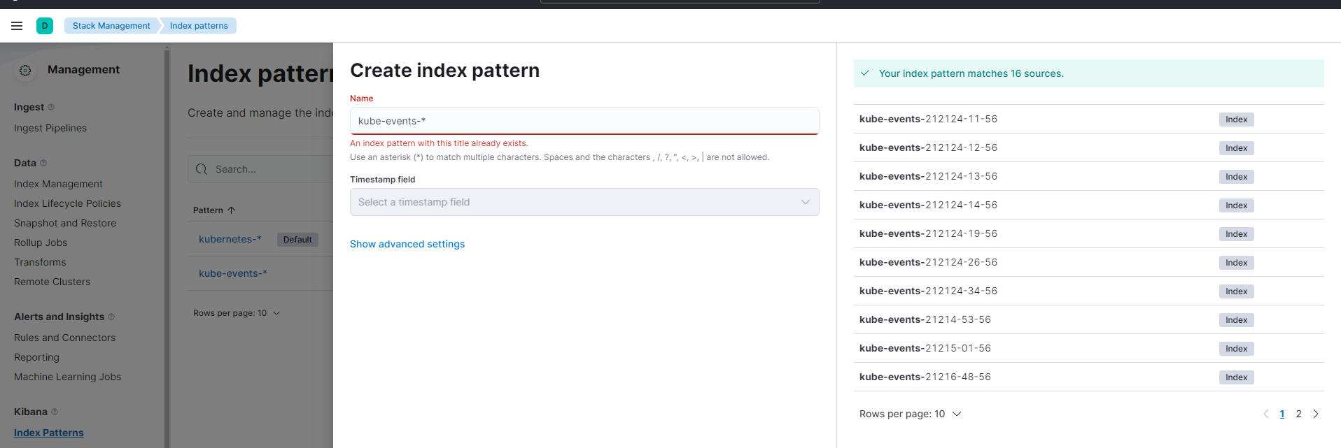 create index